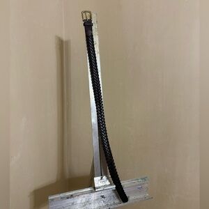 Classic Dark Brown Braided Belt with Gold Buckle Sz 26